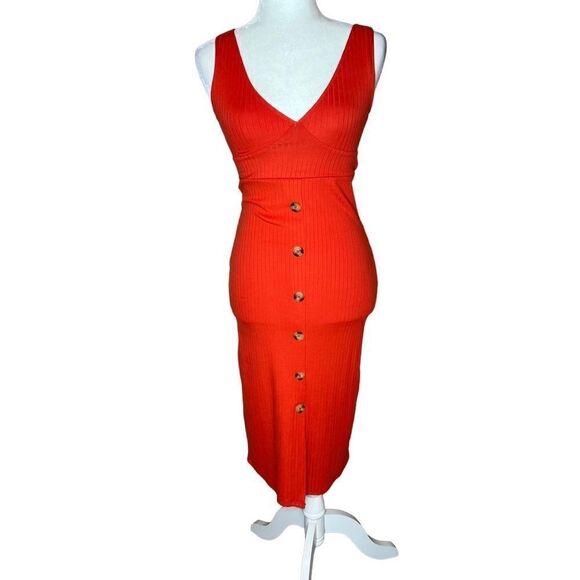 Derek Heart ribbed button front midi dress size Small - Picture 2 of 7